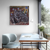 Thumbnail for AUSTRALIAN WOMBAT AND BABY Framed Canvas Print by Mirree Contemporary Aboriginal Art