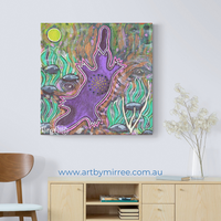 Thumbnail for PLATYPUS BY THE MACQUARIE RIVER Framed Canvas Print by Mirree Contemporary Aboriginal Art