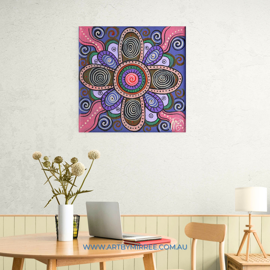 Sacred Birthing Place Framed Canvas Print by Mirree Contemporary Aboriginal Art