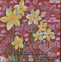 Thumbnail for Dragonfly Dreaming with Daffidols Contemporary Aboriginal Art Original Painting by Mirree