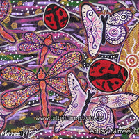 Thumbnail for Ancestral Lady Beetle, Butterfly and Dragonfly Dreaming Framed Canvas Print by Mirree Contemporary Aboriginal Art