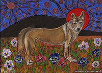 Thumbnail for Dingo in the Garden with Flower Medicine A6 Greeting Card Single by Mirree