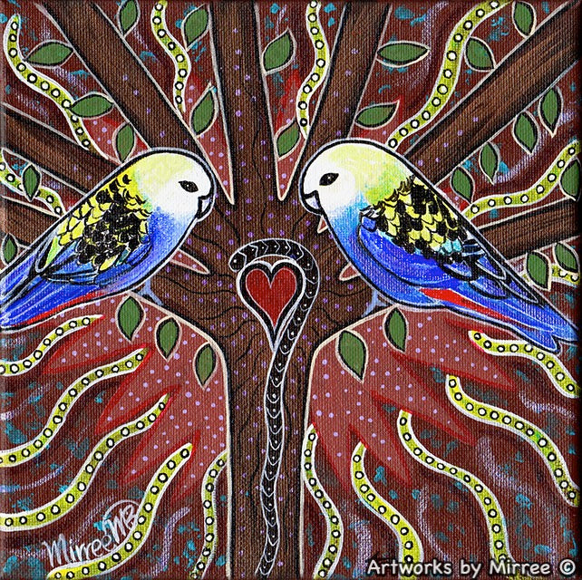 Australian Pale Faced Rosella Framed Canvas Print by Mirree Contemporary Aboriginal Art