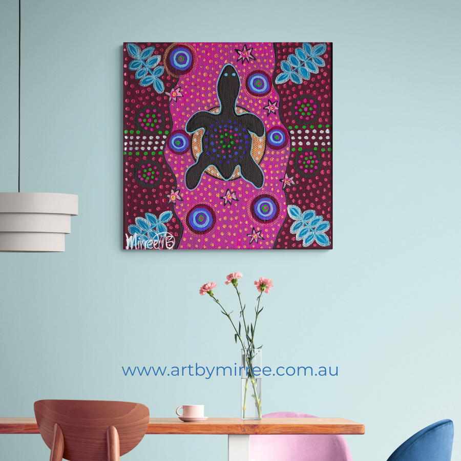 Turtle by Sunlight Framed Canvas Print by Mirree Contemporary Aboriginal Art