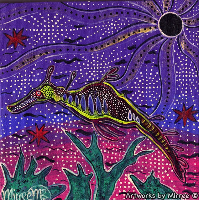 Sydney Weedy Seadragon Framed Canvas Print by Mirree Contemporary Aboriginal Art