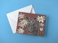 Thumbnail for Swamp Wallaby with Flower Medicine A6 Greeting Card Single by Mirree