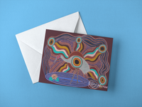 Thumbnail for Brolga Aboriginal Art Animal Dreaming A6 Greeting Card Single by Mirree