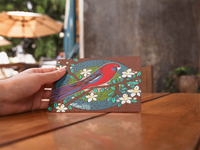 Thumbnail for Crimson Rosella Universal Spirit Dreaming Aboriginal Art A6 blank PostCard Single by Mirree