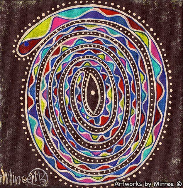 RESTING RAINBOW SERPENT Framed Canvas Print by Mirree Contemporary Aboriginal Art