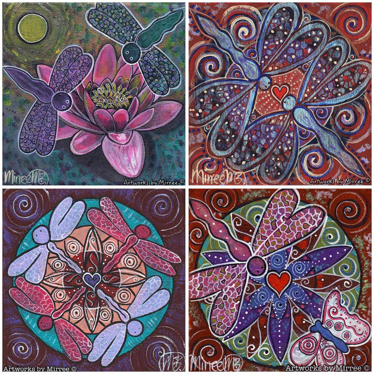 DRAGONFLY DREAMING OF SELF LOVE Framed Canvas Print by Mirree Contemporary Aboriginal Art
