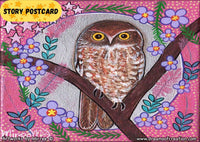 Thumbnail for 'Australian Boo Book Owl Moon Dreaming' Aboriginal Art A6 Story PostCard Single by Mirree
