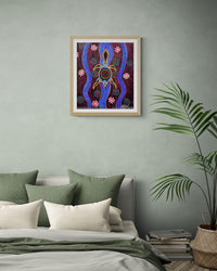 Thumbnail for Dreamtime Snake-Head Turtle with lotus Emotions Contemporary Aboriginal Art Print by Mirree