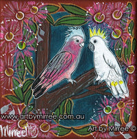 Thumbnail for Pink Galah and White Cockatoo with ‘Summer Beauty’ Flowering Gum Original Painting by Mirree Contemporary Dreamtime Animal Dreaming