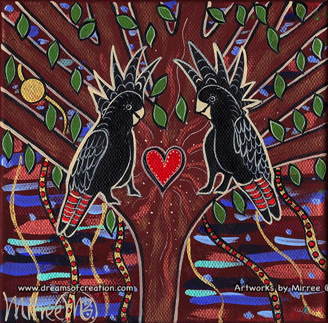 Australian red-tailed Black Cockatoo Framed Canvas Print by Mirree Contemporary Aboriginal Art