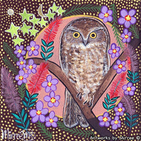 Thumbnail for BOO BOOK OWL WITH FLOWER MEDICINE Framed Canvas Print by Mirree Contemporary Aboriginal Art