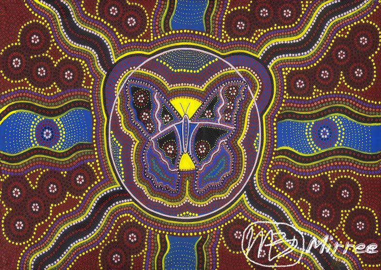 Butterfly Aboriginal Art Spirit Dreaming A6 Greeting Card Single by Mirree