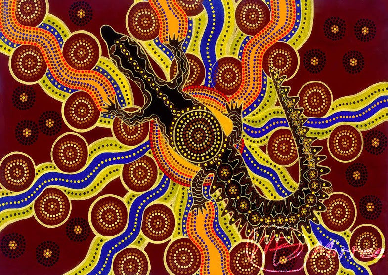 Crocodile Spirit Power Dreaming Giclee Aboriginal Art Print by Mirree