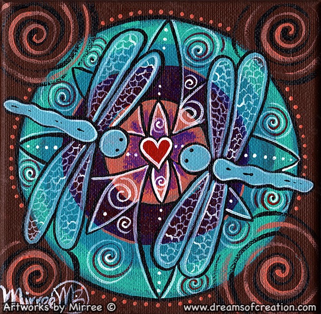 Dragonfly I am Blissful Framed Canvas Print by Mirree Contemporary Aboriginal Art