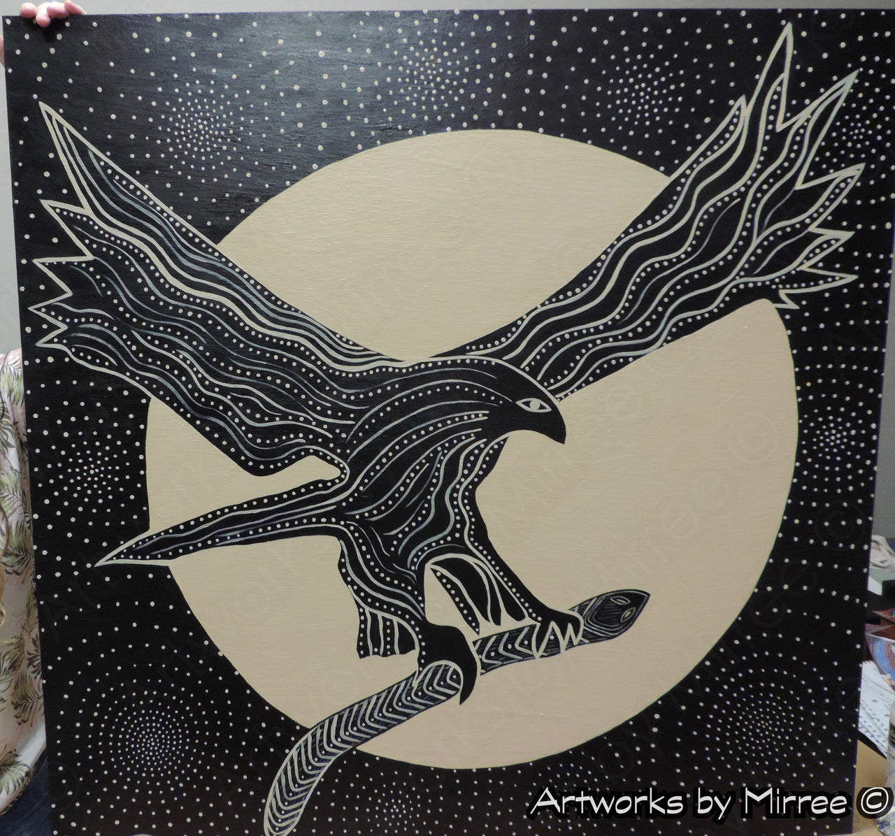 Contemporary Aboriginal Art Black and White Large Dreamtime Original Paintings