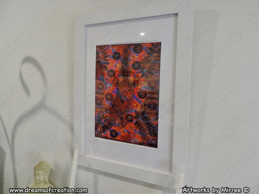 Platypus with Dragonfly Paintings A3 Girlcee Print by Mirree Contemporary Aboriginal Art