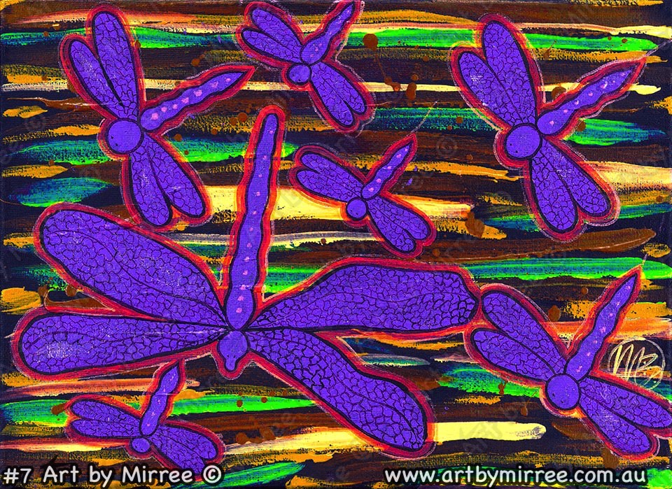 Colourful Dragonfly Contemporary Aboriginal Art Print by Mirree