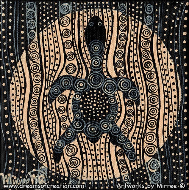 DREAMTIME TURTLE Framed Canvas Print by Mirree Contemporary Aboriginal Art
