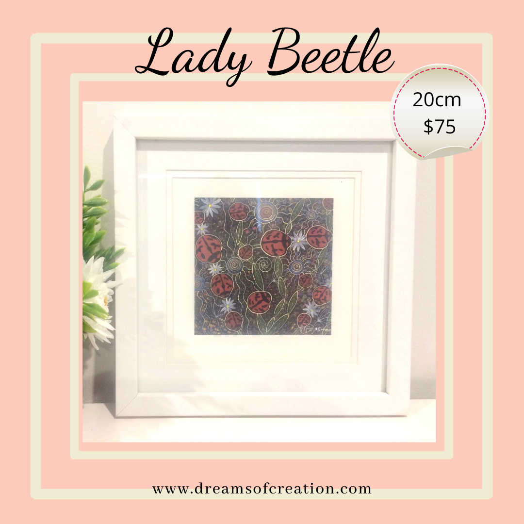 'Ancestral Lady Beetle' 20cm Framed CANVAS PRINT by Mirree Contemporary Aboriginal Art