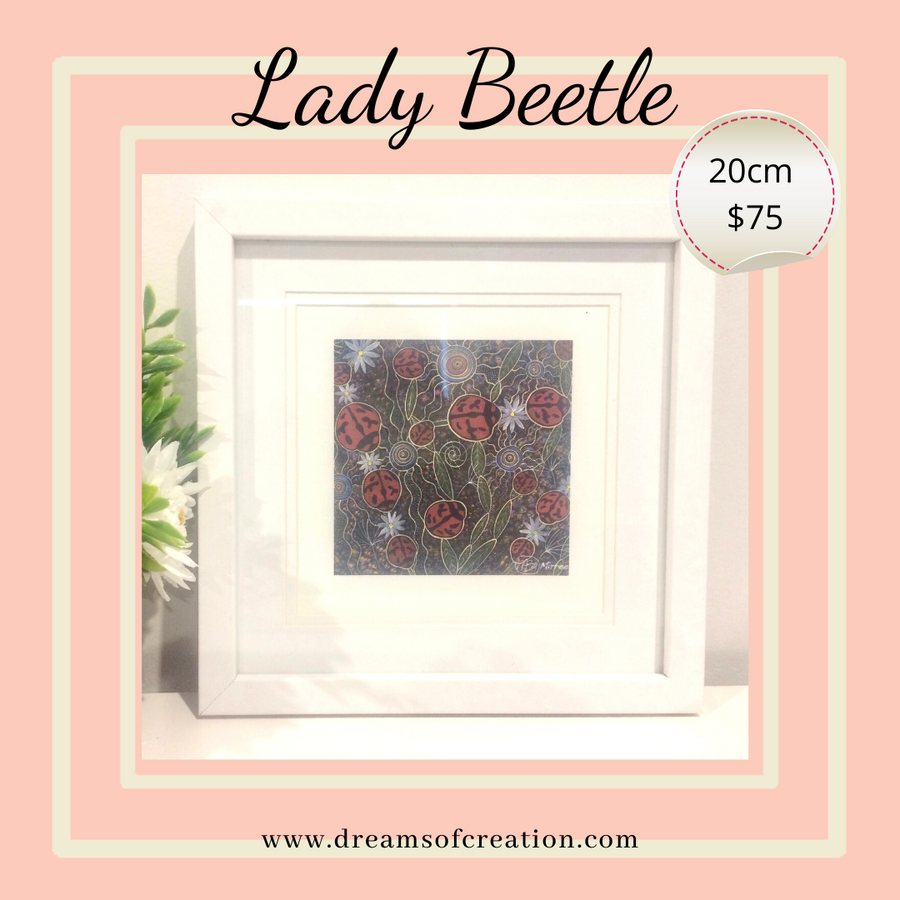 'Ancestral Lady Beetle' 20cm Framed CANVAS PRINT by Mirree Contemporary Aboriginal Art