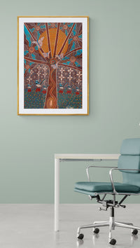 Thumbnail for Dreamtime Superb Wren High Vibrations Contemporary Aboriginal Art Print by Mirree