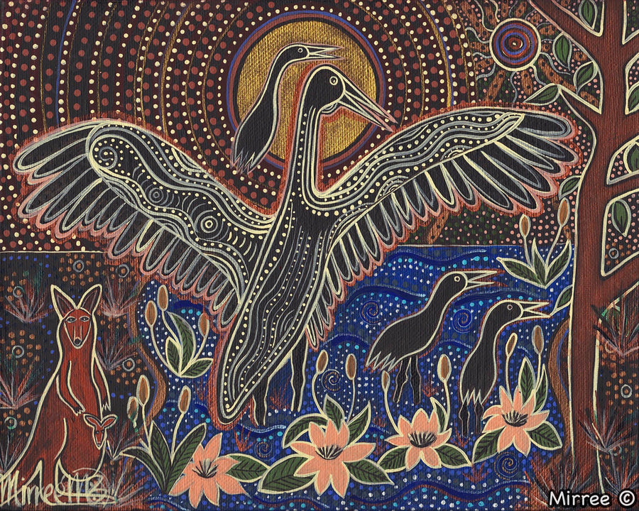 'Brolga Babies' A3 Girlcee Print by Mirree Contemporary Aboriginal Art