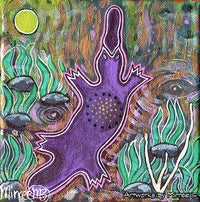 Thumbnail for PLATYPUS BY THE MACQUARIE RIVER Framed Canvas Print by Mirree Contemporary Aboriginal Art