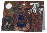 Thumbnail for Original Australian Aboriginal Nativity Scene Mother & Baby Art Animal Dreaming Greeting Card Single by Mirree