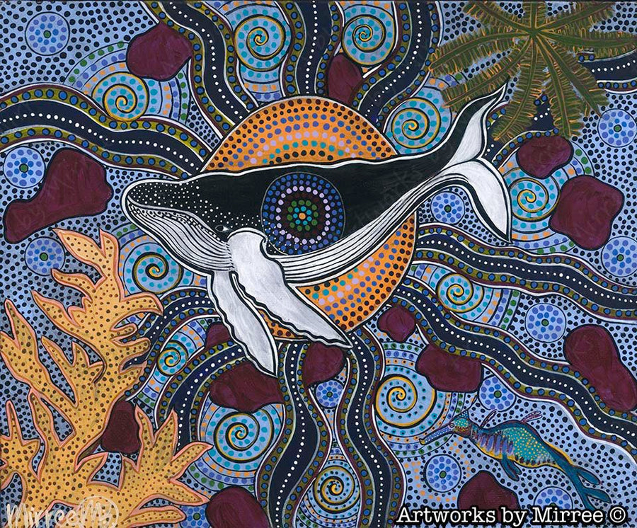 'HUMPBACK WHALE' Soul Searching A3 Girlcee Print by Mirree Contemporary Aboriginal Art