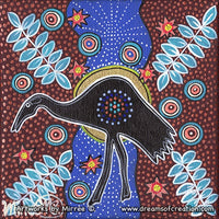 Thumbnail for Brolga with Lotus and Leaves Framed Canvas Print by Mirree Contemporary Aboriginal Art
