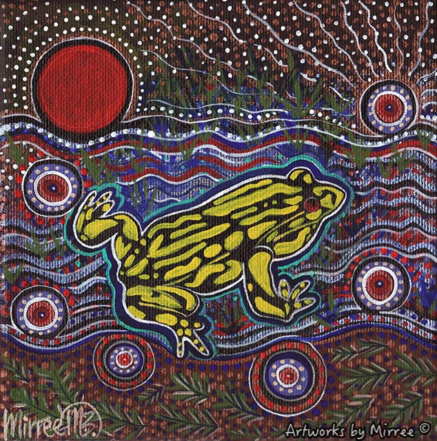Australian Southern Corroboree Frog Framed Canvas Print by Mirree Contemporary Aboriginal Art