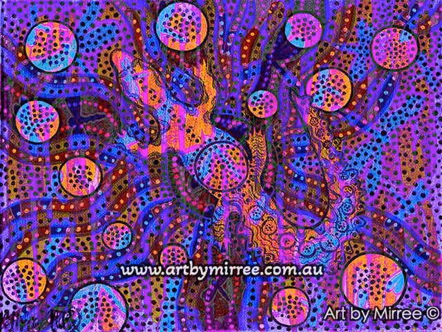 'Crocodile Dreaming with Dragonfly by Dusty Plains' Girlcee Print by Mirree Contemporary Aboriginal Art