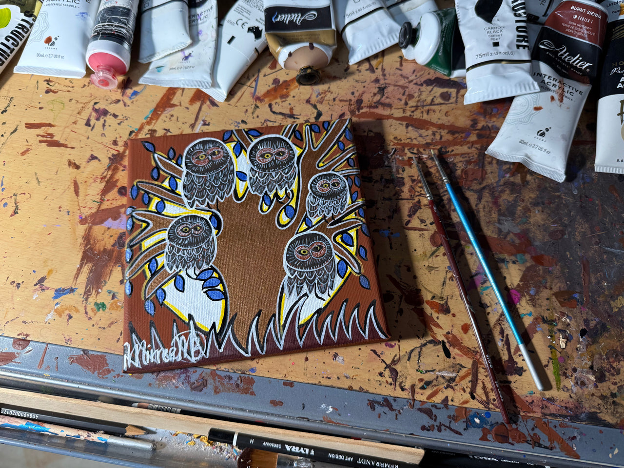 Owls Life Changes Contemporary Aboriginal Art Original Painting by Mirree