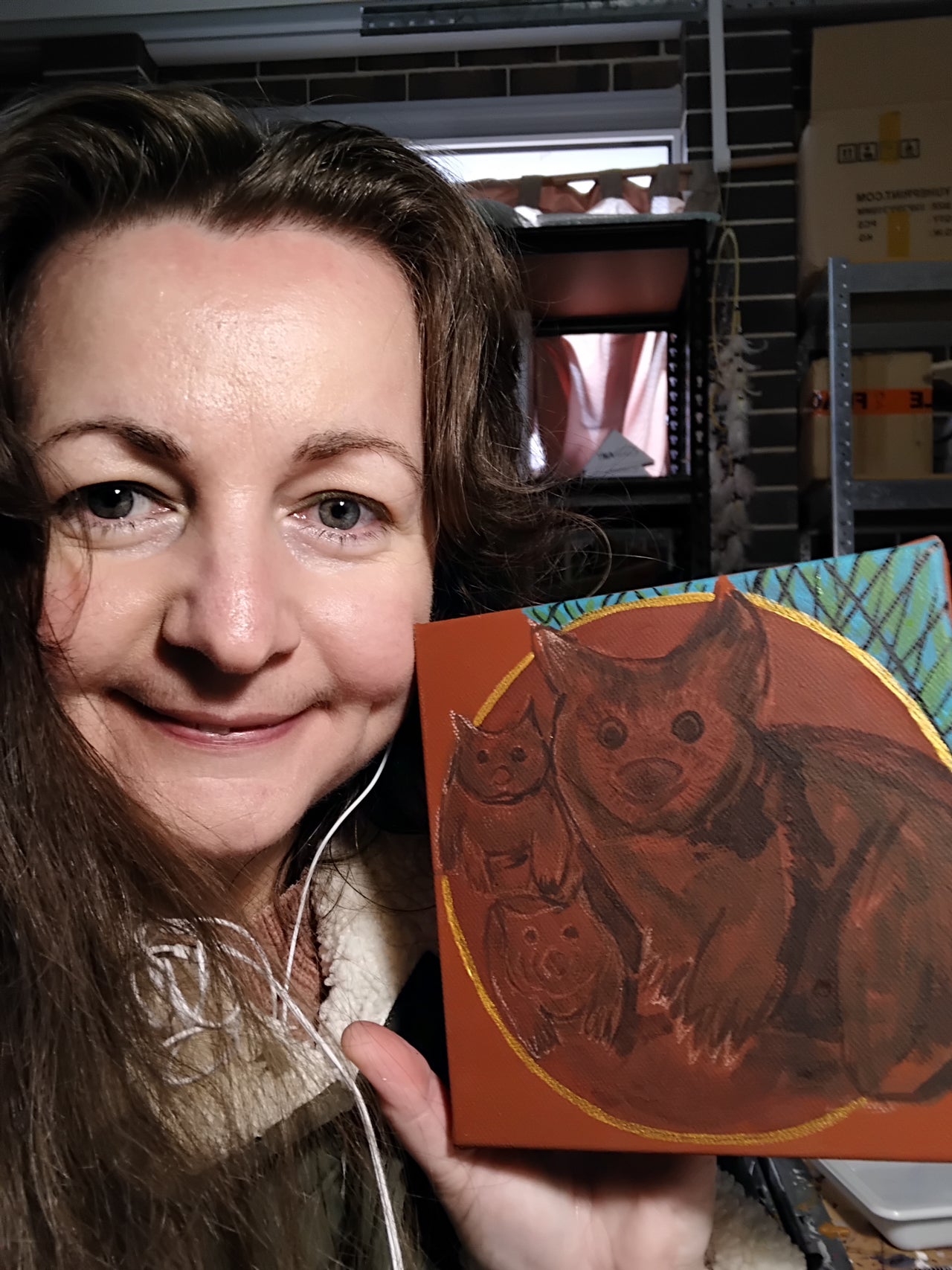 'Australian Wombat and Baby' Original Painting by Mirree Contemporary Dreamtime Animal Dreaming