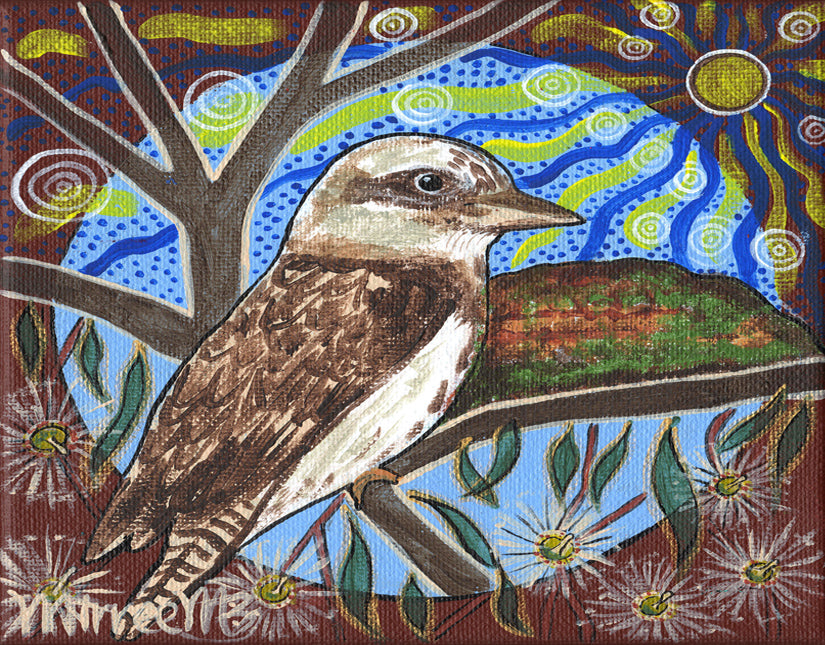 Kookaburra with Flower Medicine A6 Greeting Card Single by Mirree