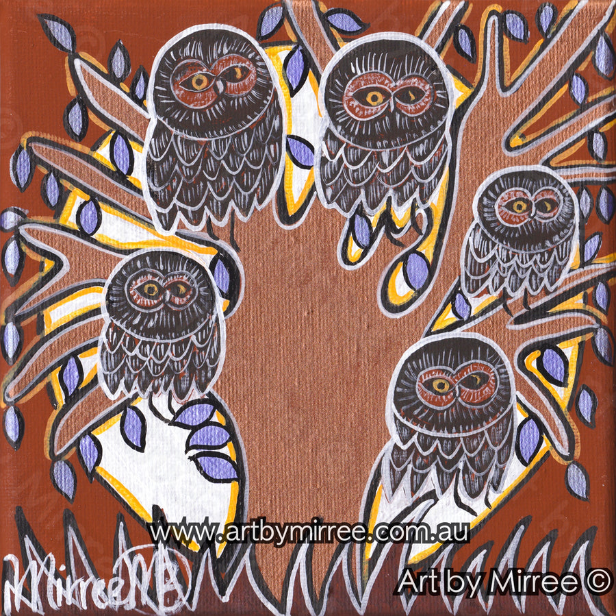 Owls Life Changes Contemporary Aboriginal Art Original Painting by Mirree