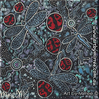Thumbnail for 'Ancestral Lady Beetle with Dragonfly' Original Painting by Mirree Contemporary Dreamtime Animal Dreaming
