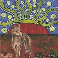 Thumbnail for Australian Desert Dingo by Uluru Framed Canvas Print by Mirree Contemporary Aboriginal Art