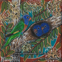 Thumbnail for 'Rainbow Lorikeet with Babies' Original Painting by Mirree Contemporary Dreamtime Animal Dreaming