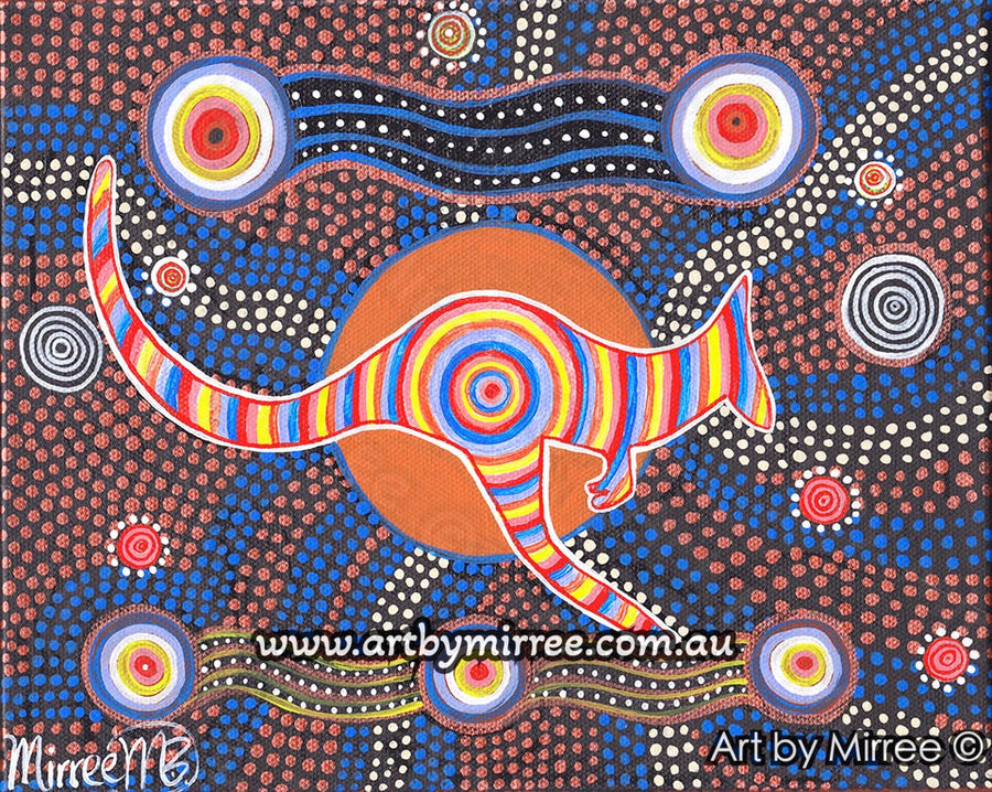 Movement of the Red Kangaroo Contemporary Aboriginal Art Original Painting by Mirree