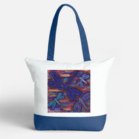 Thumbnail for Large Dragonfly Cotton Tote Bag with Zip