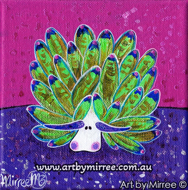 'Leaf Sheep Sea Slug' International Collection Original Painting Series by Mirree Contemporary Dreamtime Animal Dreaming