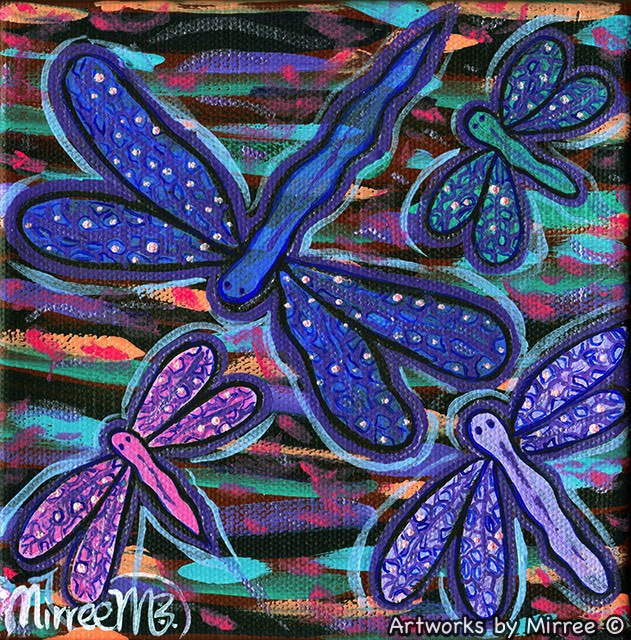 Dragonfly Swamp Framed Canvas Print by Mirree Contemporary Aboriginal Art