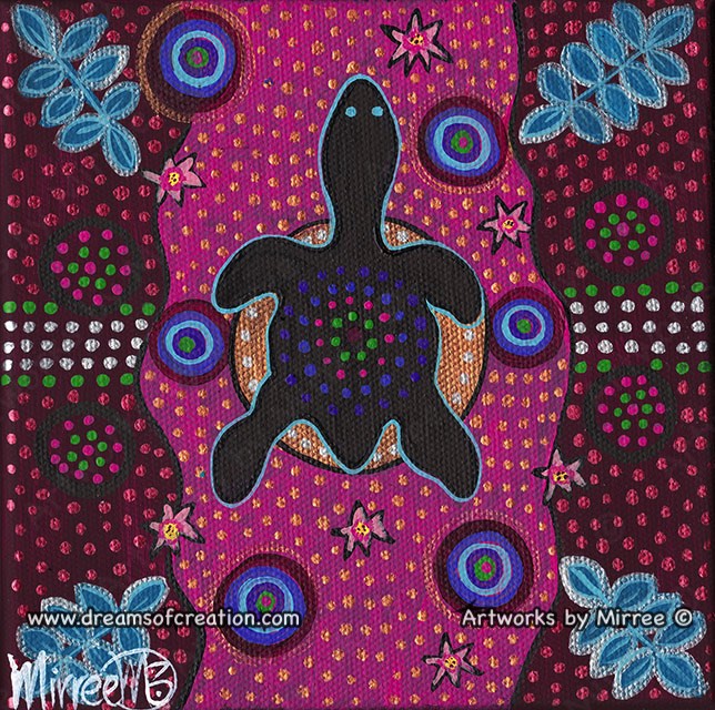Turtle by Sunlight Framed Canvas Print by Mirree Contemporary Aboriginal Art