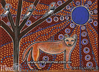 Thumbnail for 'Walkabout Dingo with Zebra Finch' Original Painting by Mirree Contemporary Dreamtime Animal Dreaming