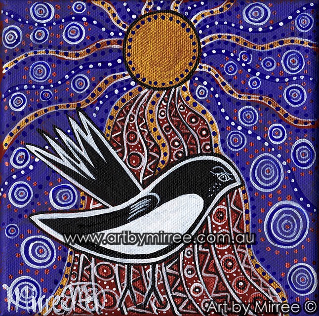 'Willie Wagtail Dreaming' Original Painting by Mirree Contemporary Dreamtime Animal Dreaming